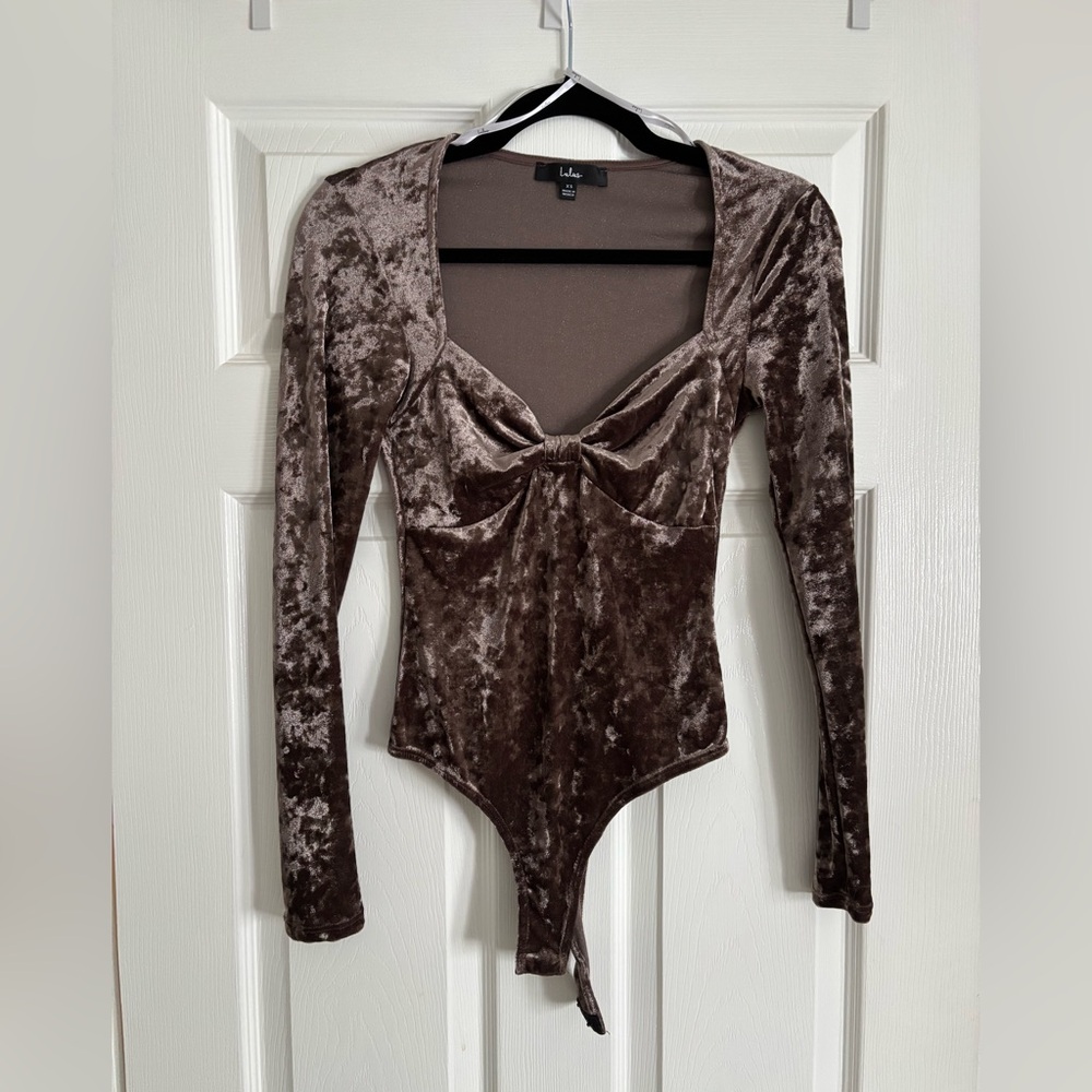 Lulu's Light Purple Velvet Bodysuit